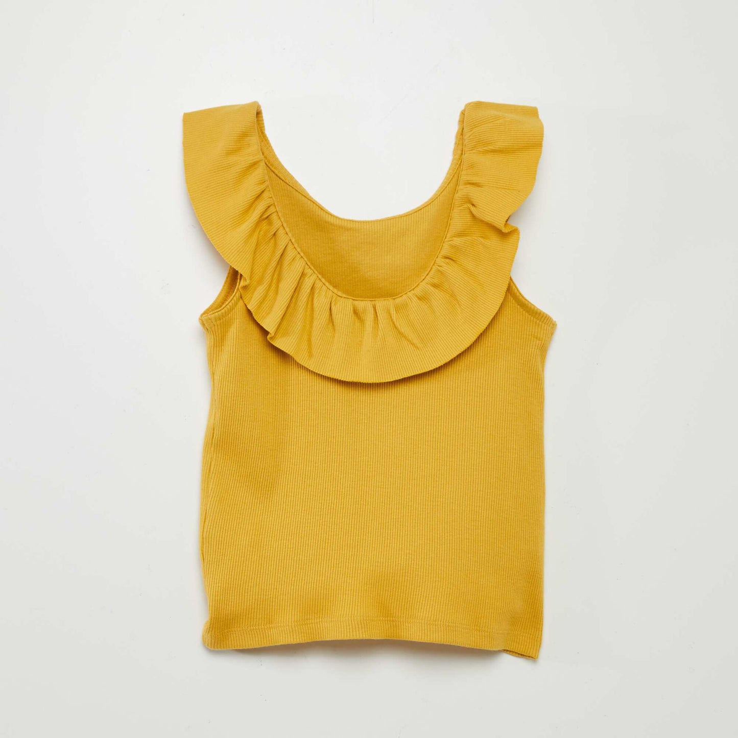 Sleeveless T-shirt with ruffled collar YELLOW