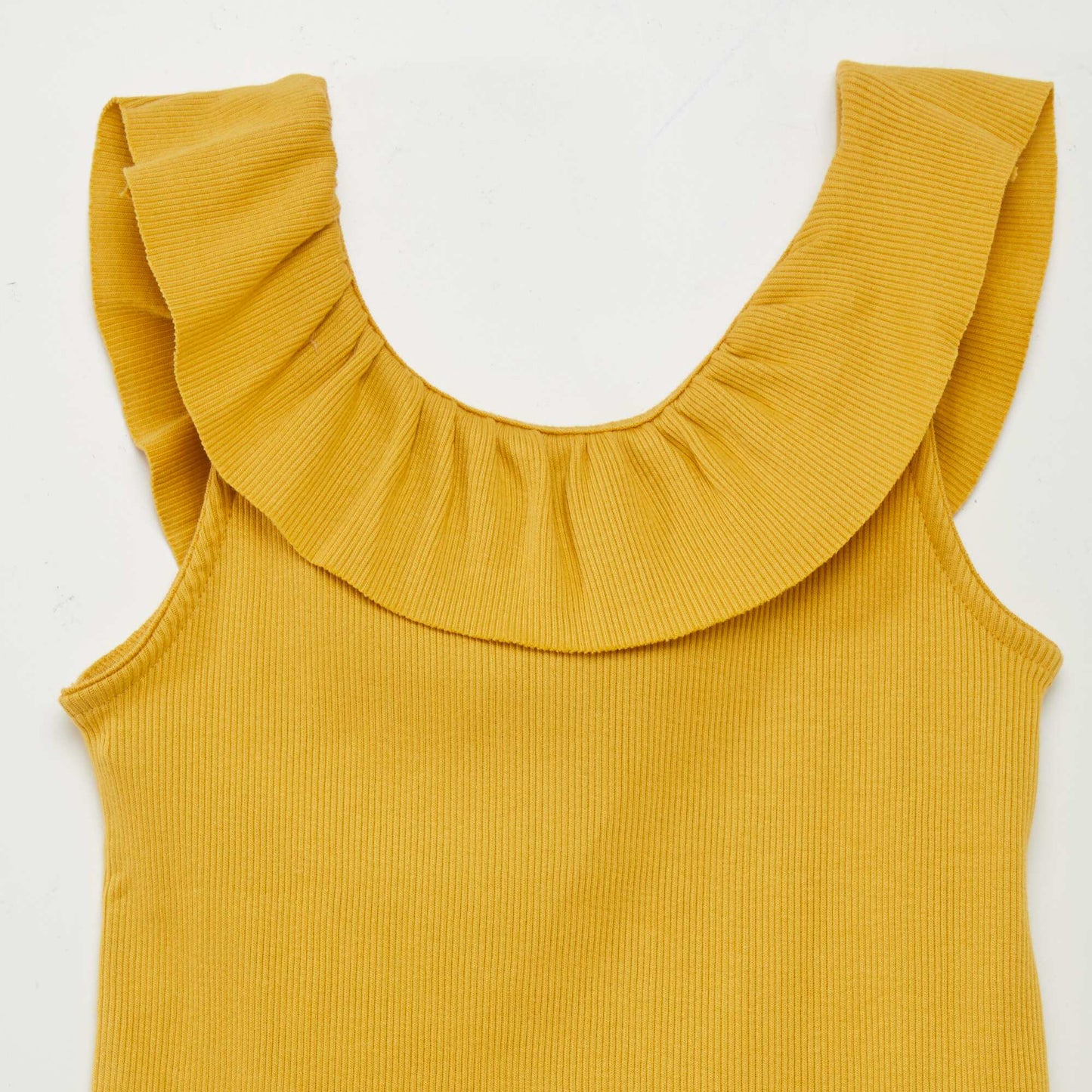 Sleeveless T-shirt with ruffled collar YELLOW