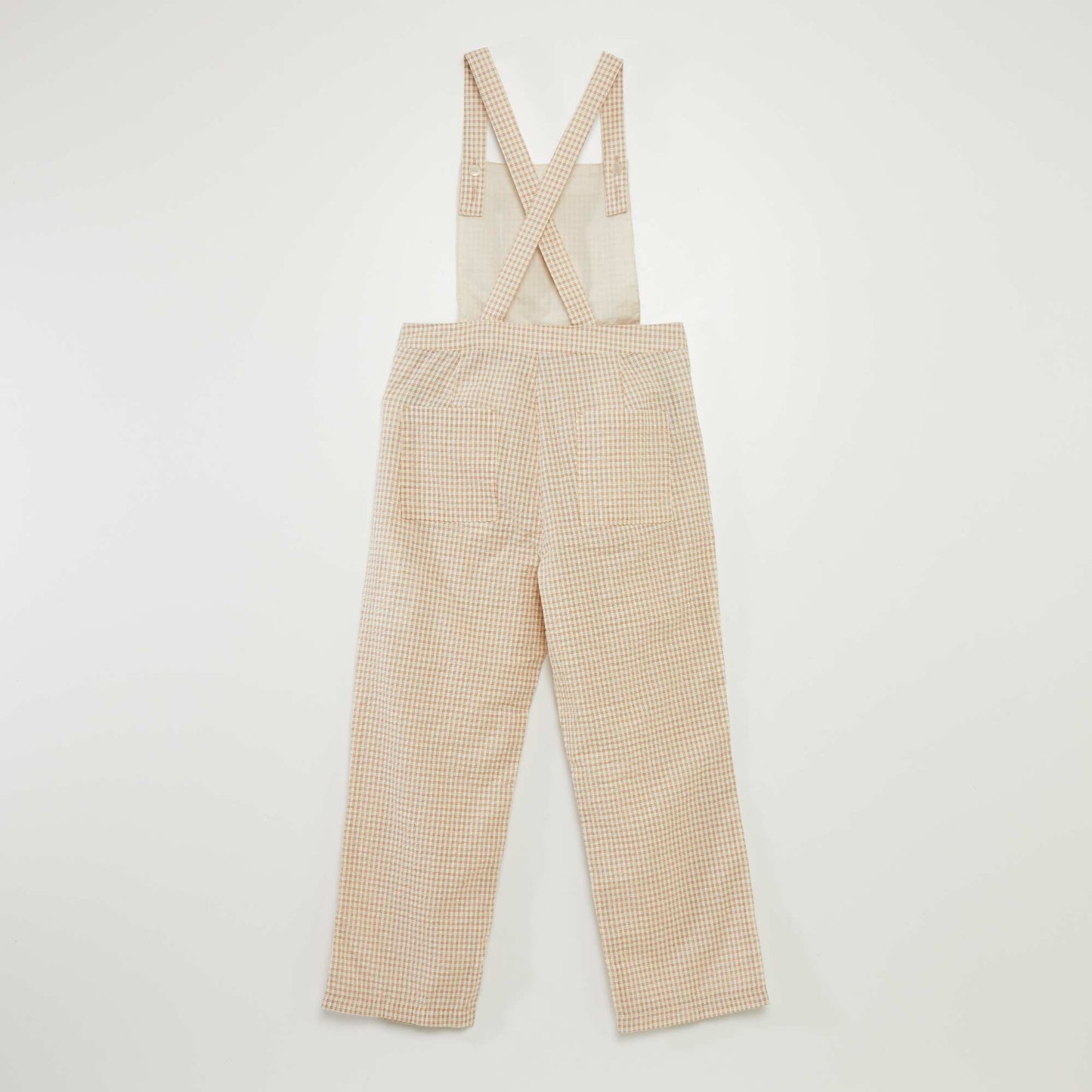 Checked dungaree trousers BEIGE