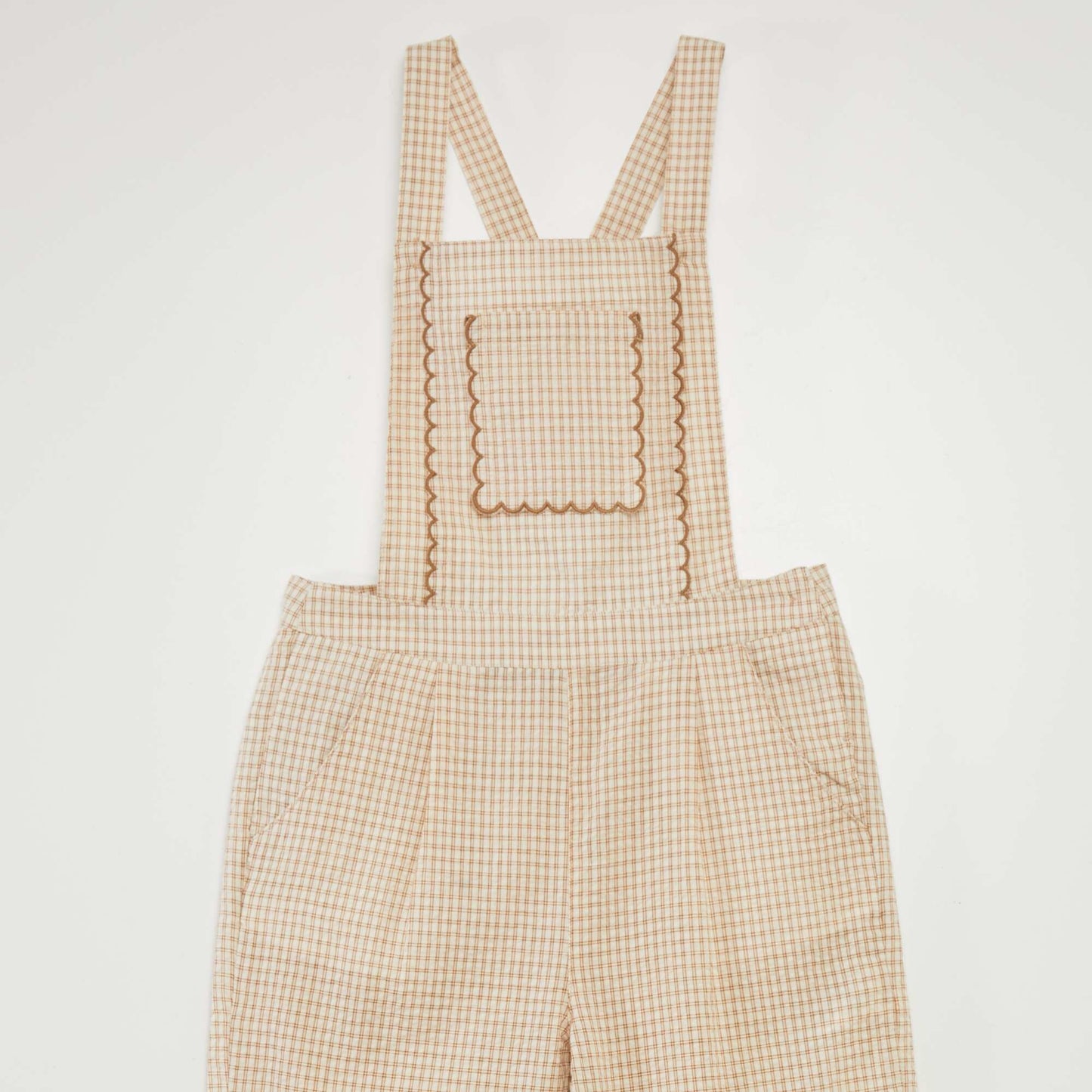 Checked dungaree trousers BEIGE