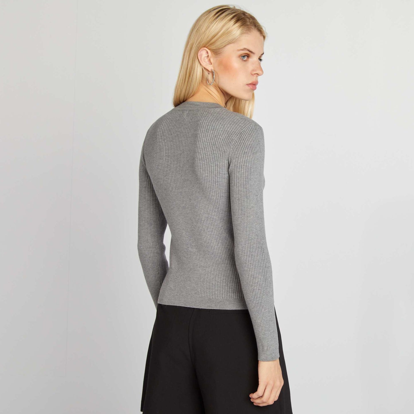 High-neck ribbed jumper GREY