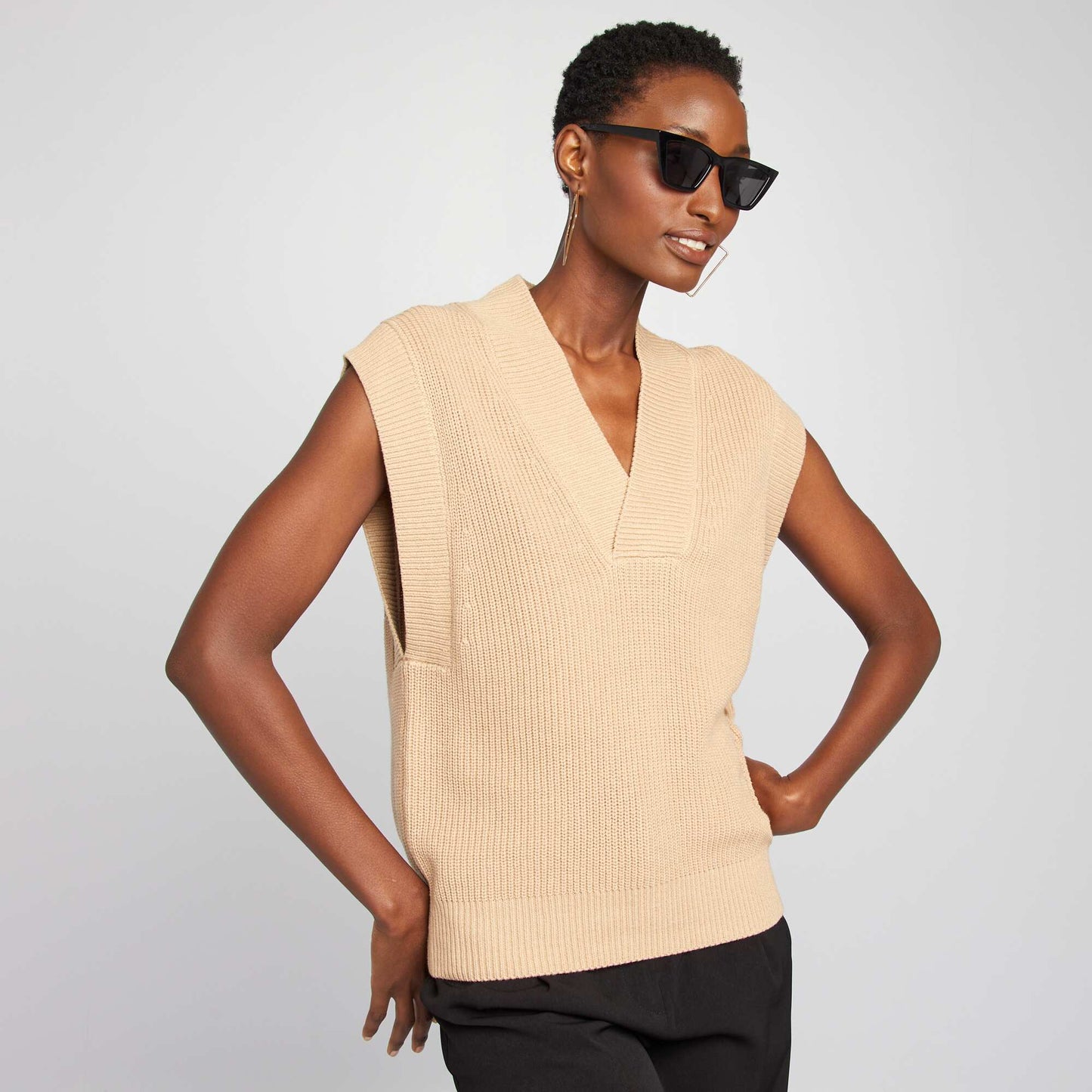 Knit tank top BEIGE