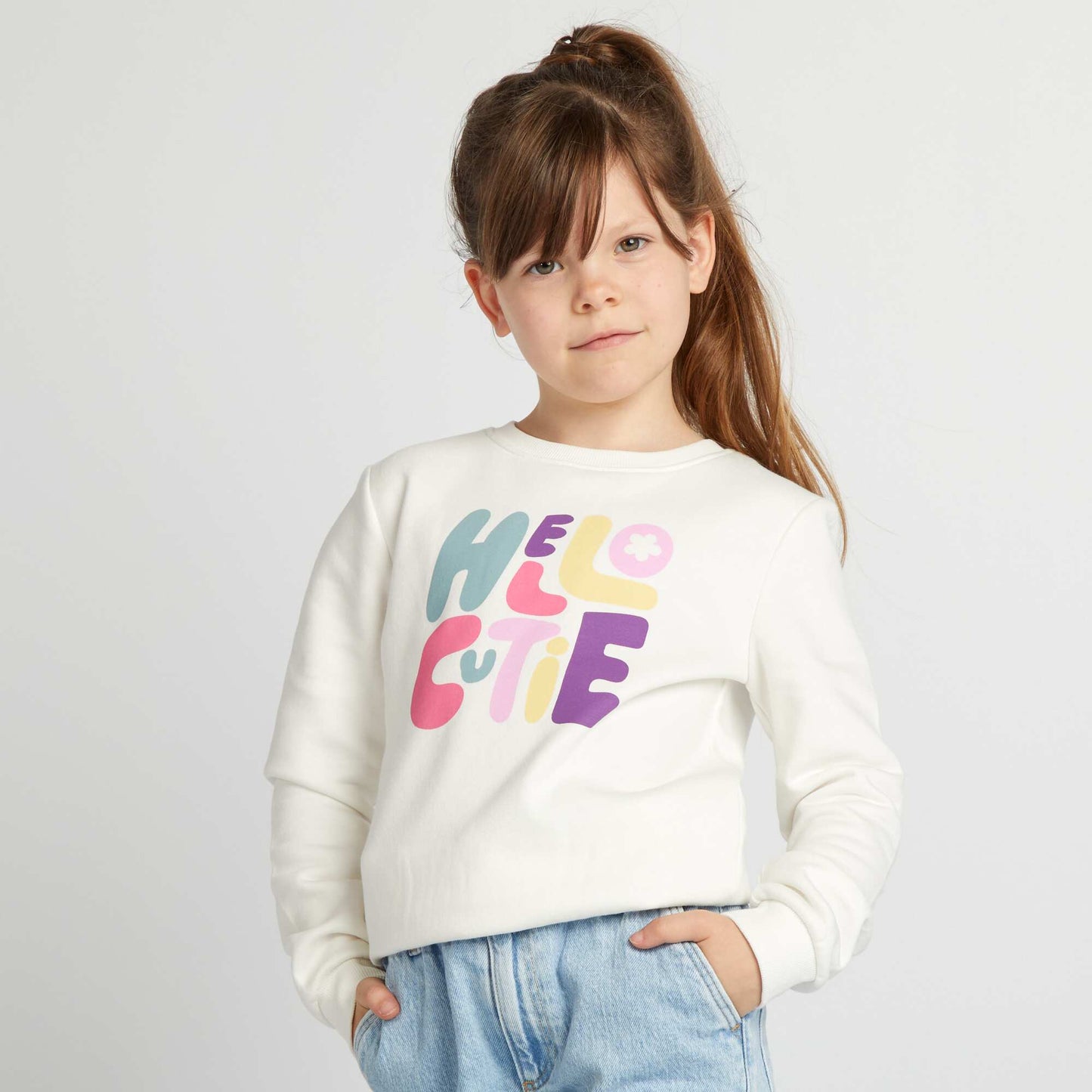 Round neck sweatshirt with lettering WHITE