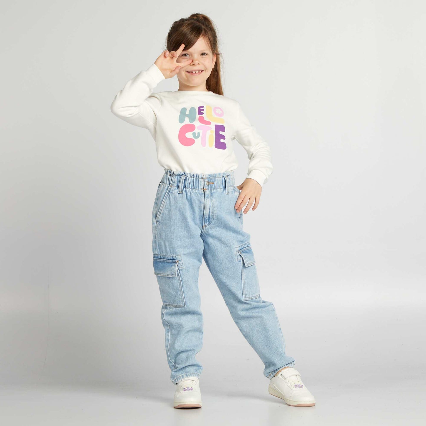 Round neck sweatshirt with lettering WHITE