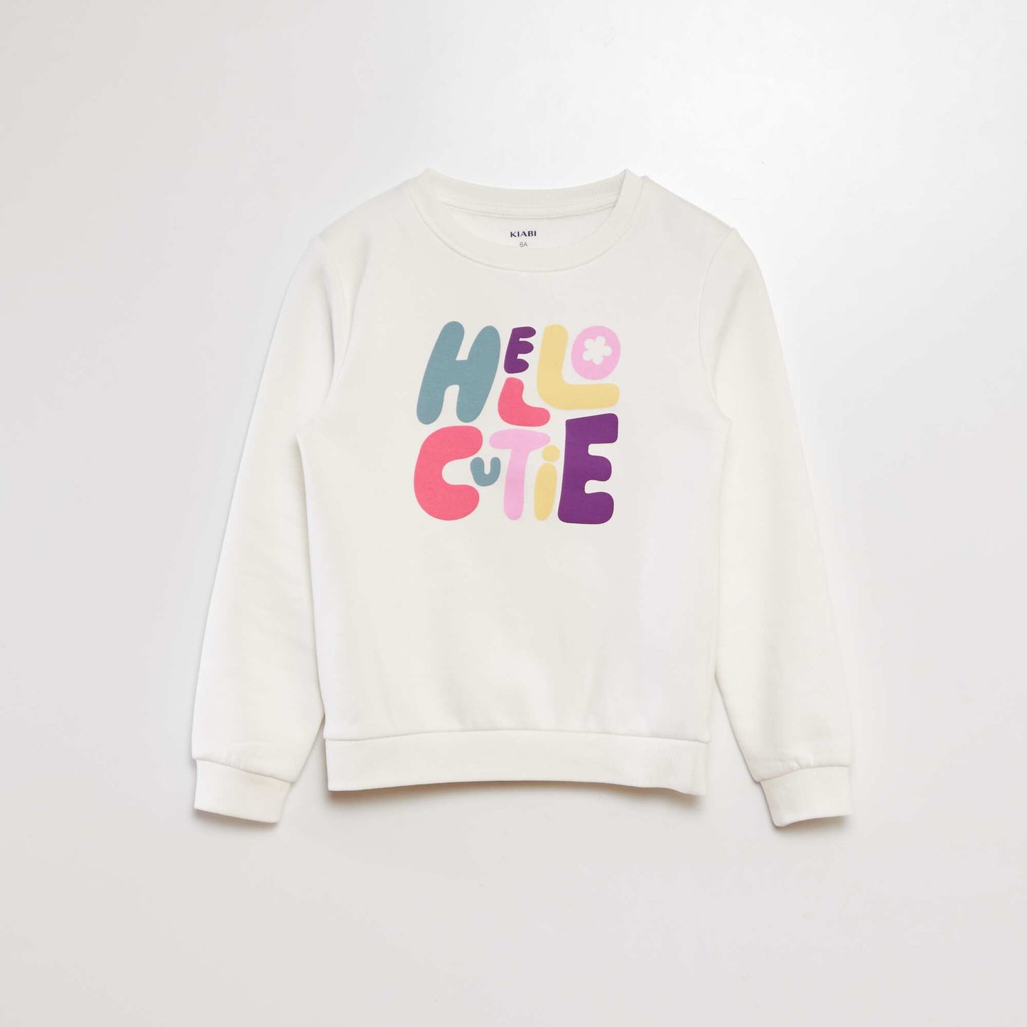 Round neck sweatshirt with lettering WHITE