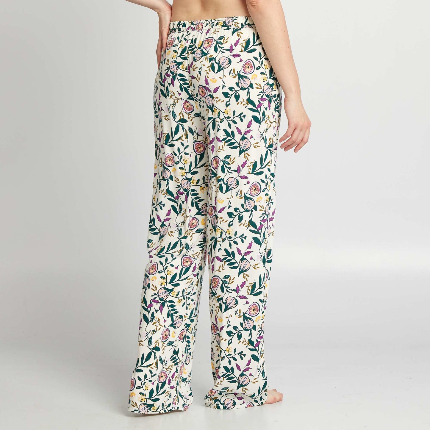 Printed wide-leg pyjama bottoms WHITE