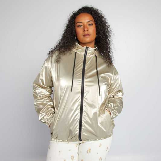 Metallic hooded windcheater YELLOW