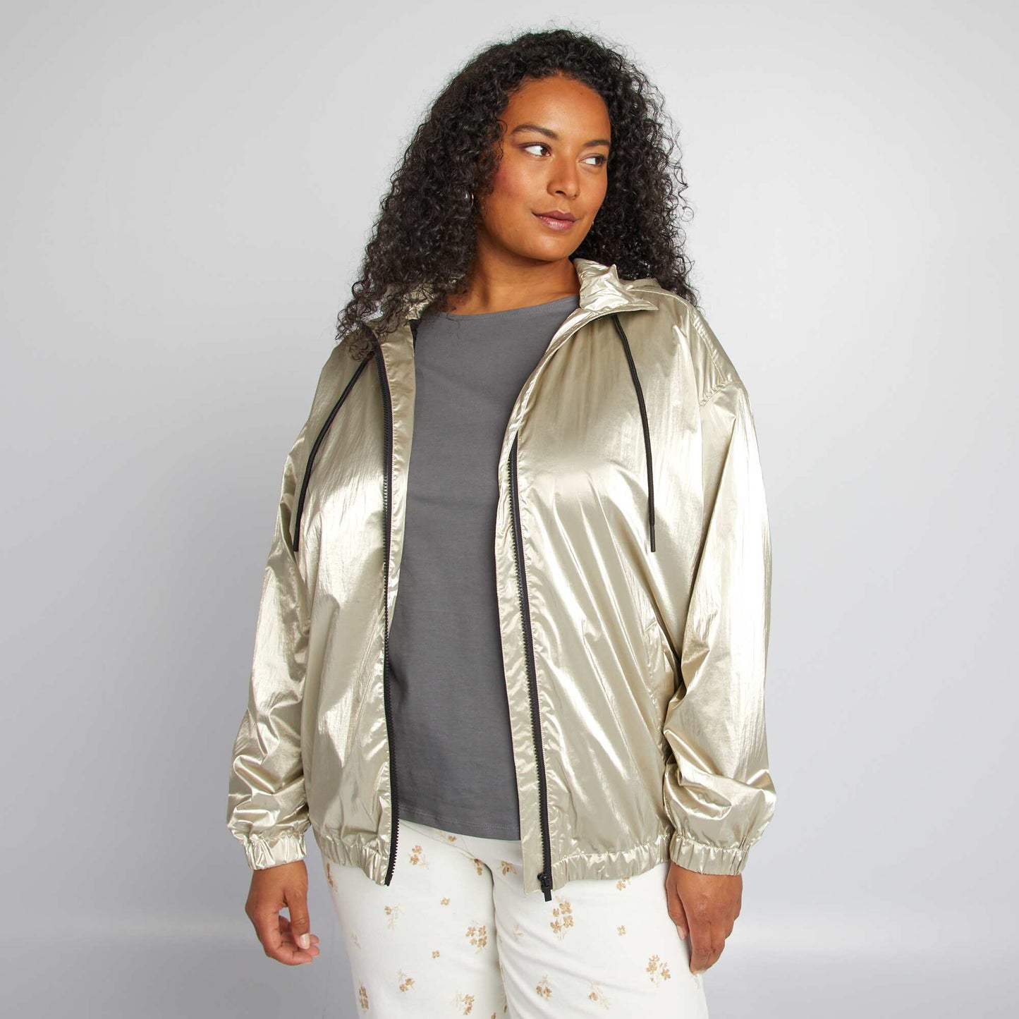 Metallic hooded windcheater YELLOW