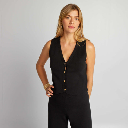 V-neck waistcoat BLACK