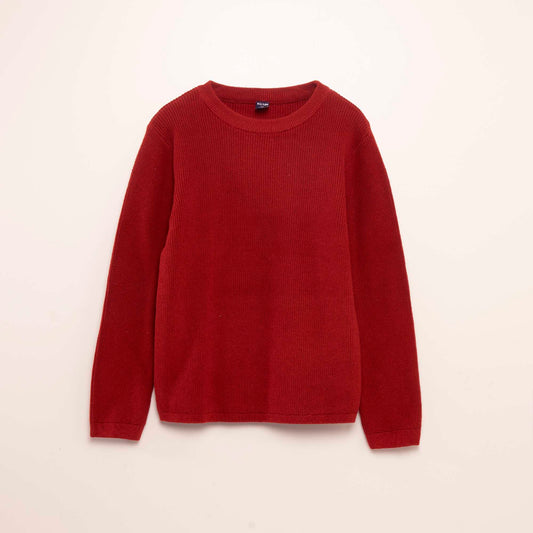 Round-neck knit sweater RED