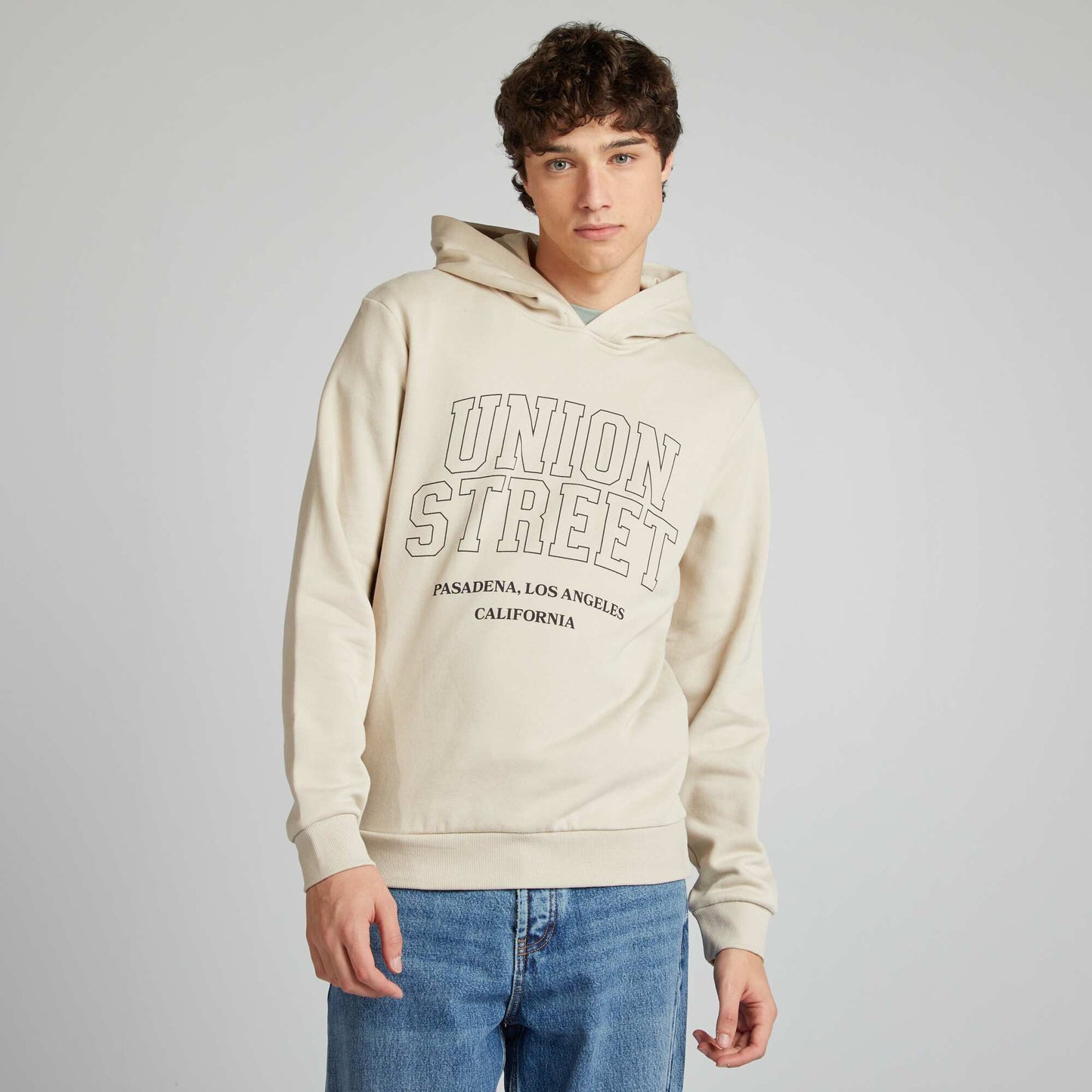 Sweatshirt fabric hoodie BEIGE