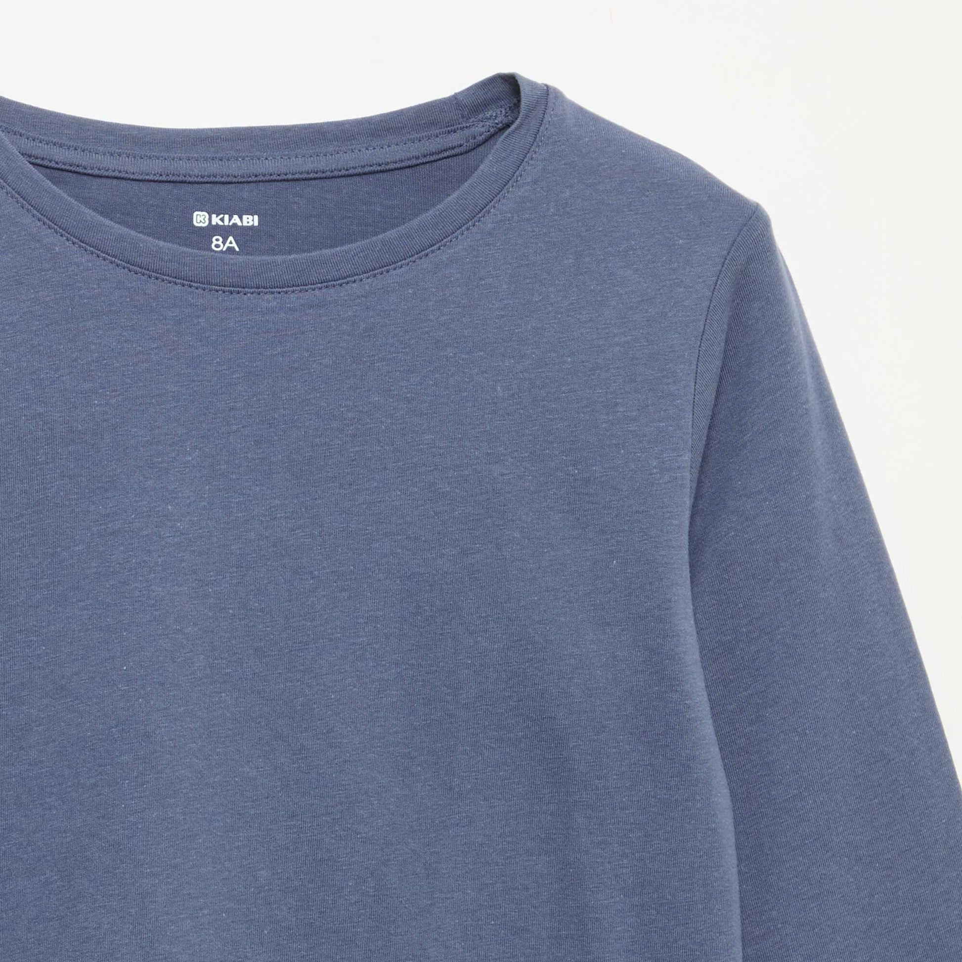 Plain T-shirt with gathered shoulders BLUE