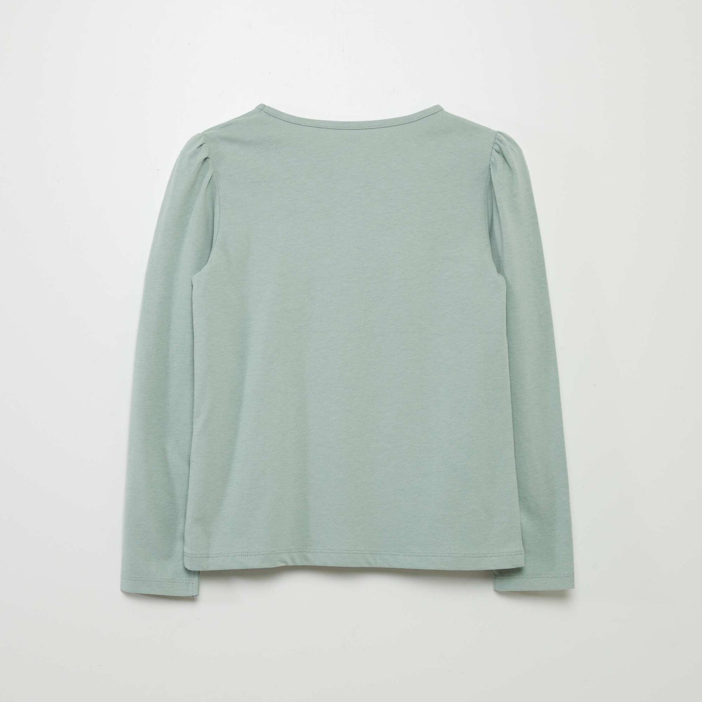 Plain T-shirt with gathered shoulders GREEN