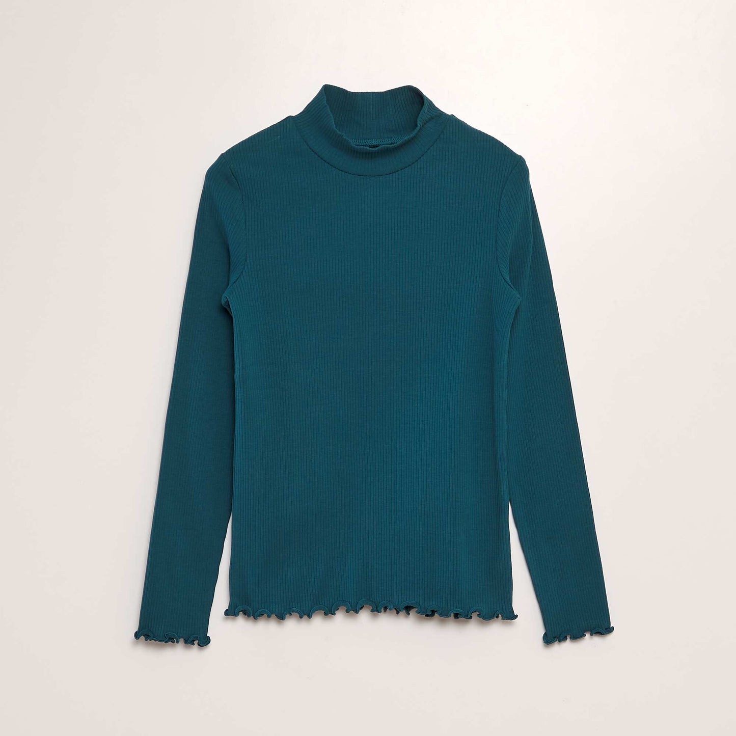 Ribbed T-shirt with long sleeves green