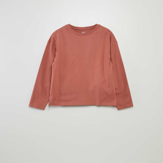 Long-sleeved plain T-shirt PINK