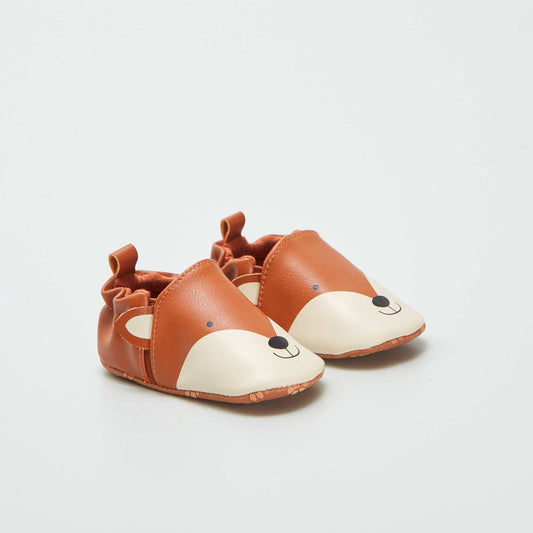 Synthetic slippers BROWN