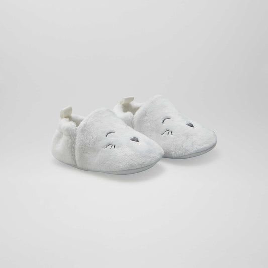 Velour slippers WHITE