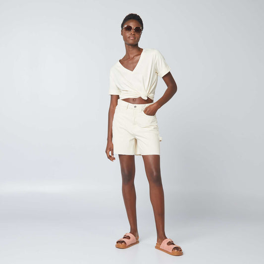 Cotton mid-thigh length shorts WHITE