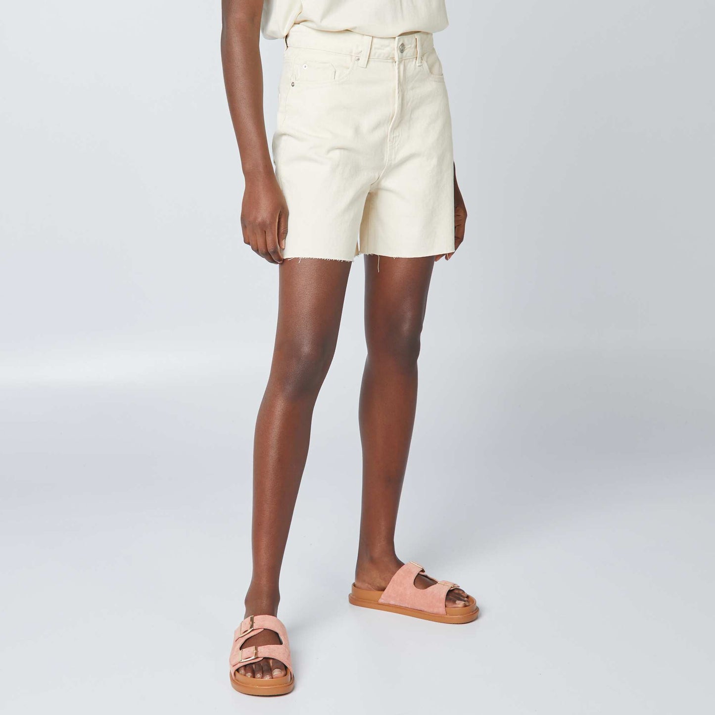 Cotton mid-thigh length shorts WHITE