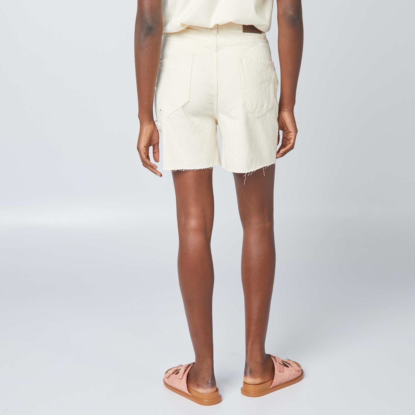 Cotton mid-thigh length shorts WHITE