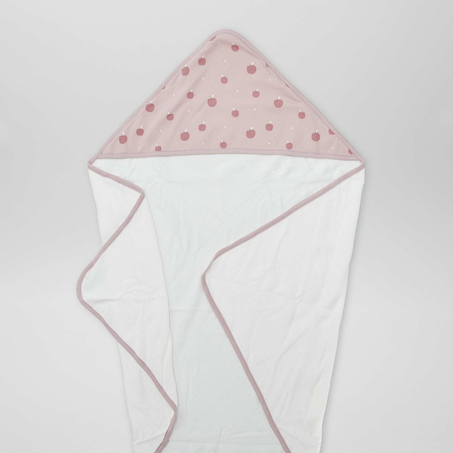 Terrycloth bath towel with printed hood PINK