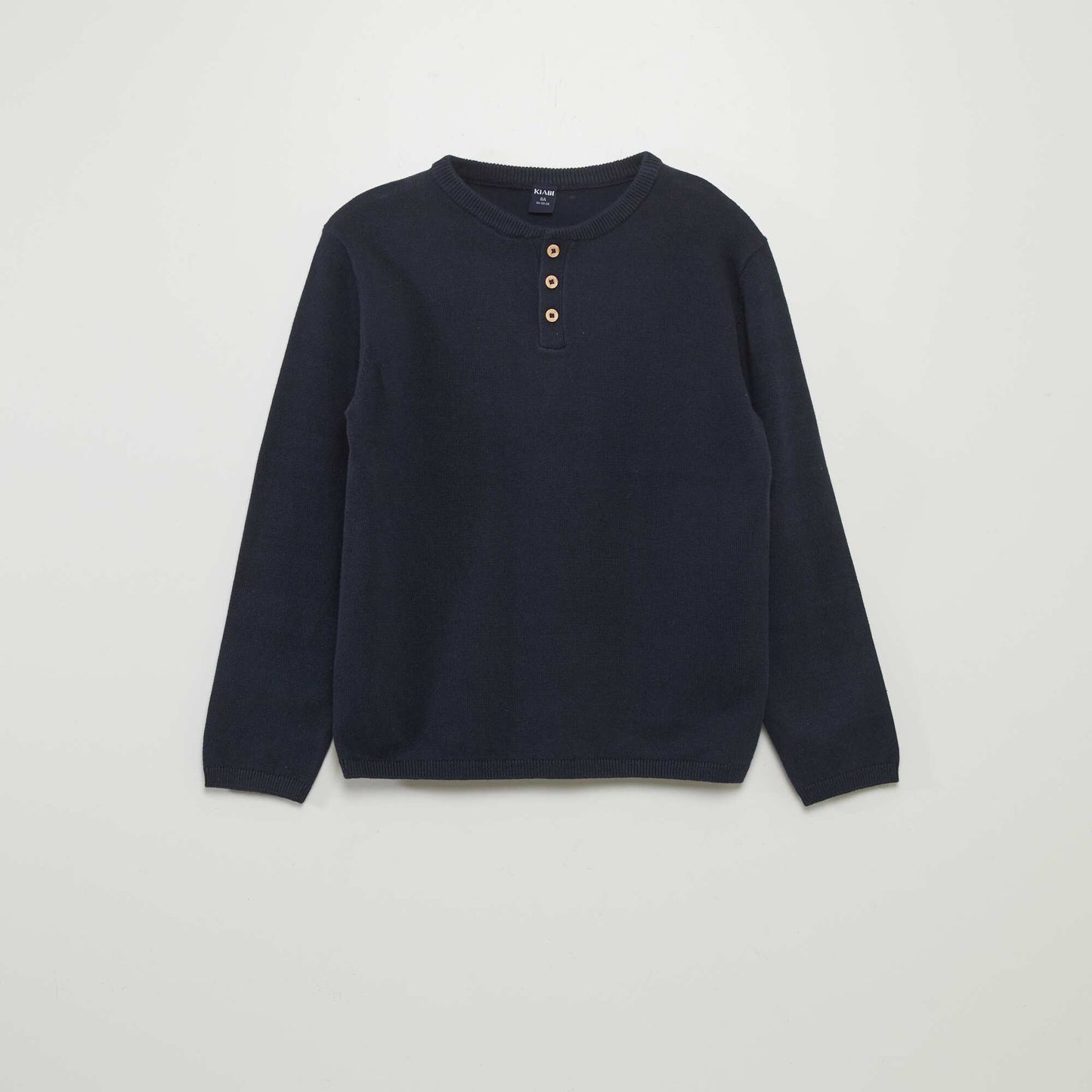 Sweater with buttoned henley collar blue