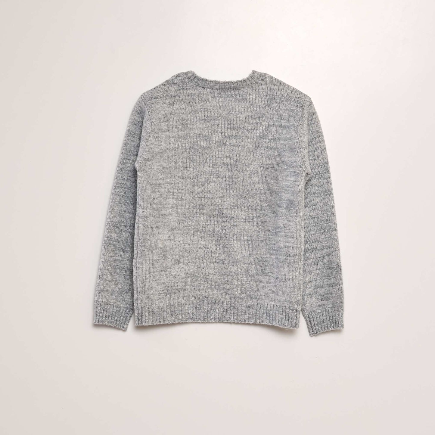 Cable knit sweater with round neckline GREY