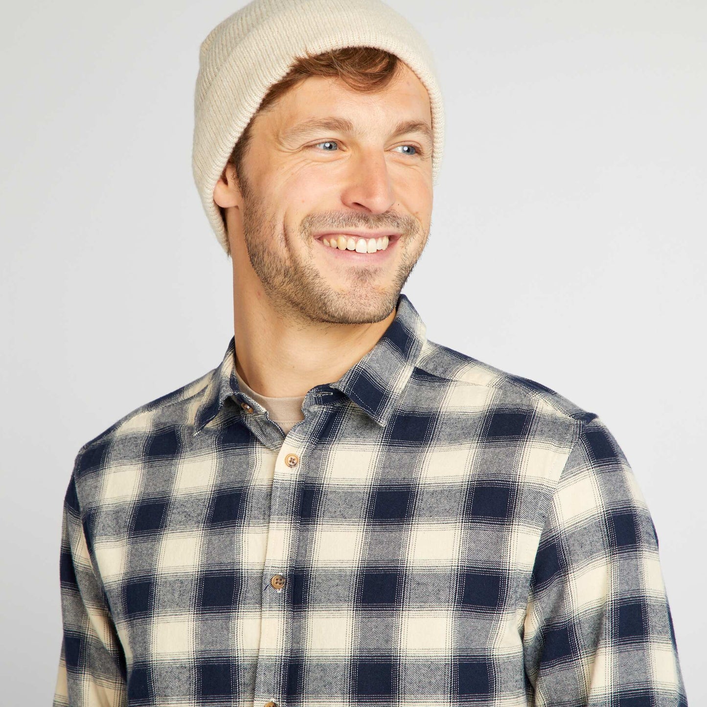 Checked flannel shirt WHITE