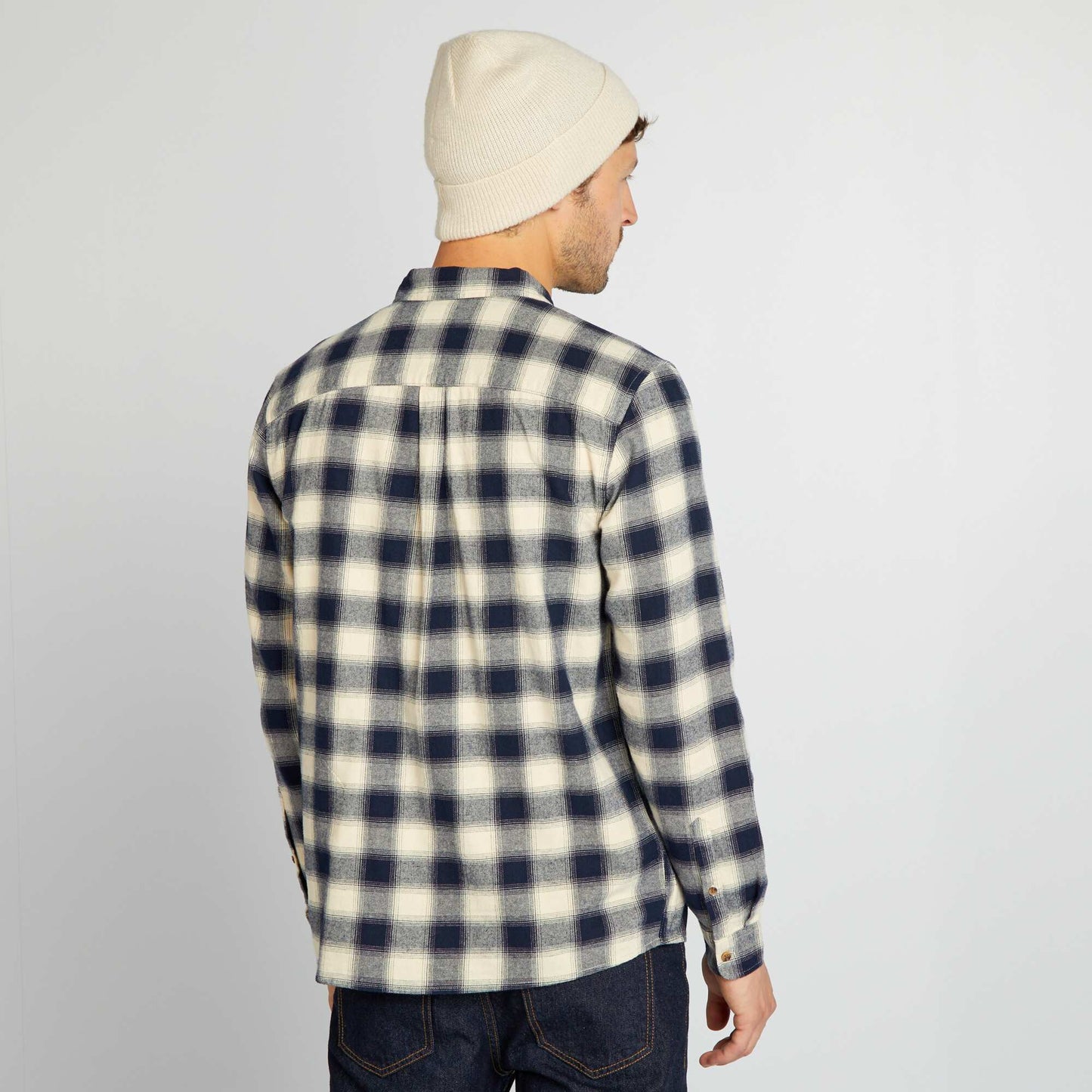 Checked flannel shirt WHITE