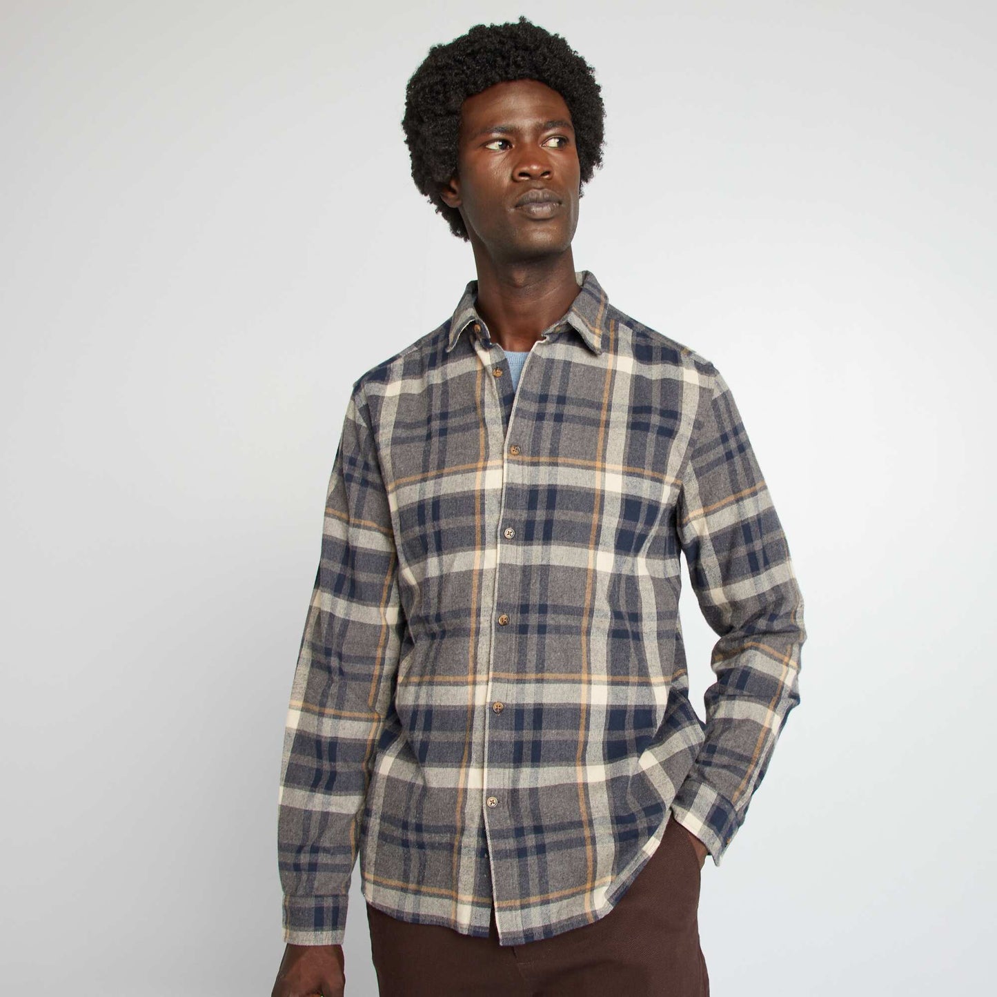 Checked flannel shirt BLUE