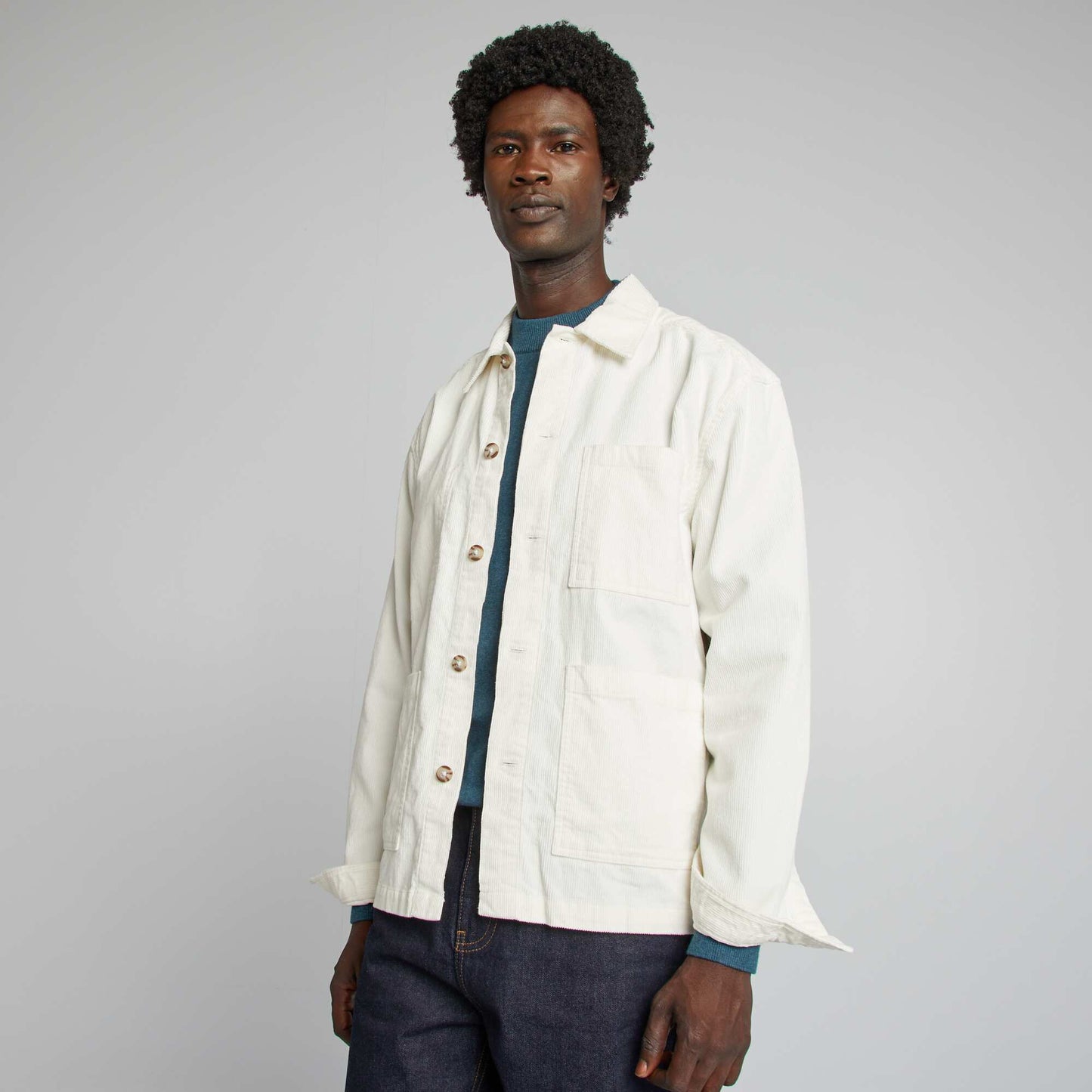 Velvet regular-fit overshirt WHITE