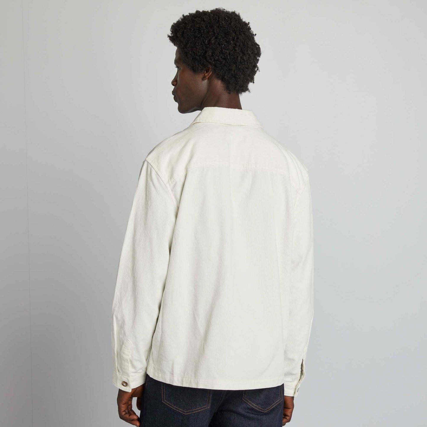 Velvet regular-fit overshirt WHITE