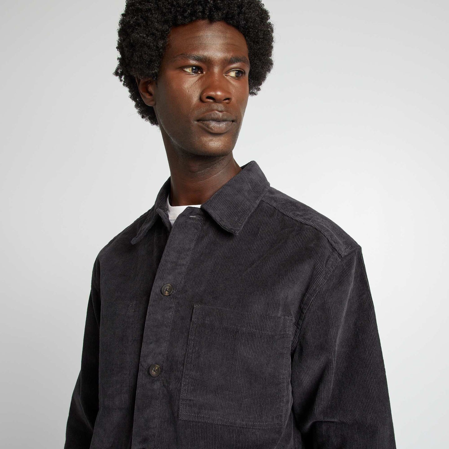 Velvet regular-fit overshirt BLACK