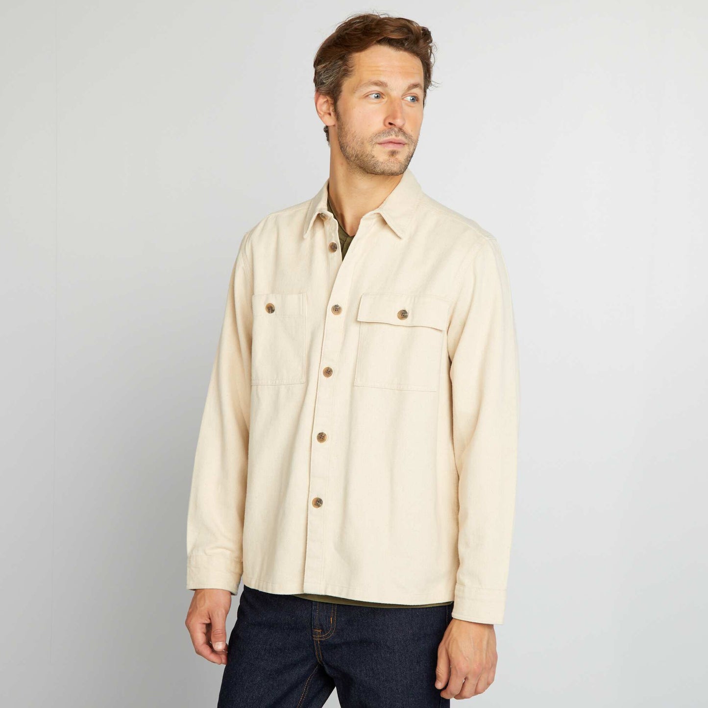 Twill overshirt WHITE