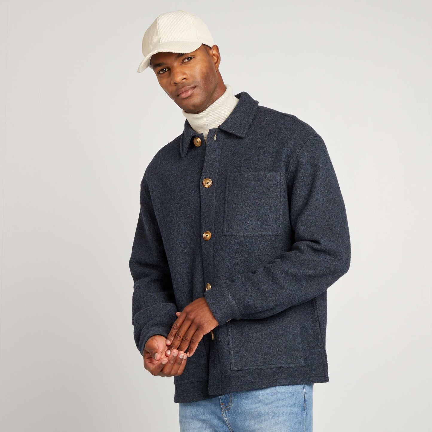 Bouclé knit fabric overshirt GREY