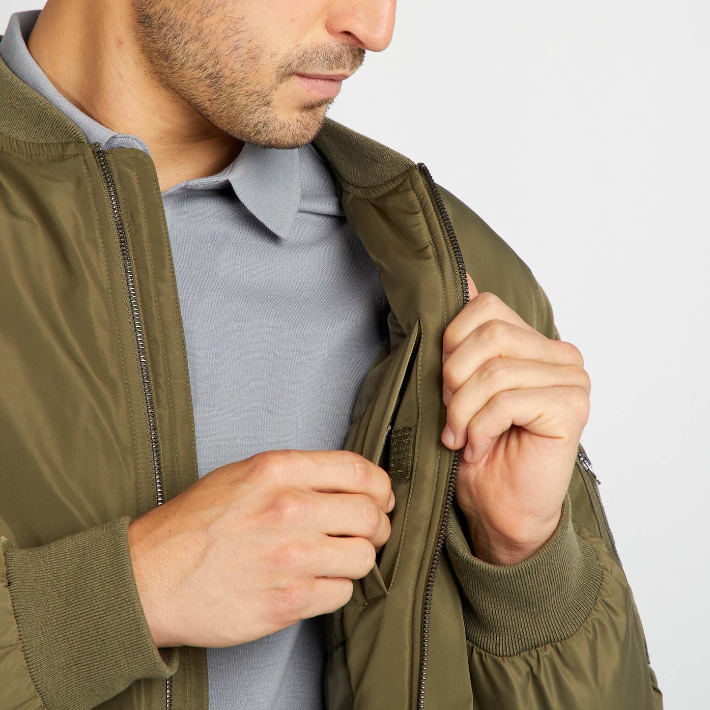 Jacket with crew neck KHAKI