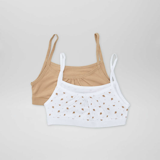 Jersey crop tops with spaghetti straps - Pack of 2 WHITE