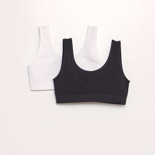 Pack of 2 ribbed knit vest tops BLACK