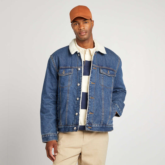 Bomber-style denim jacket BLUE