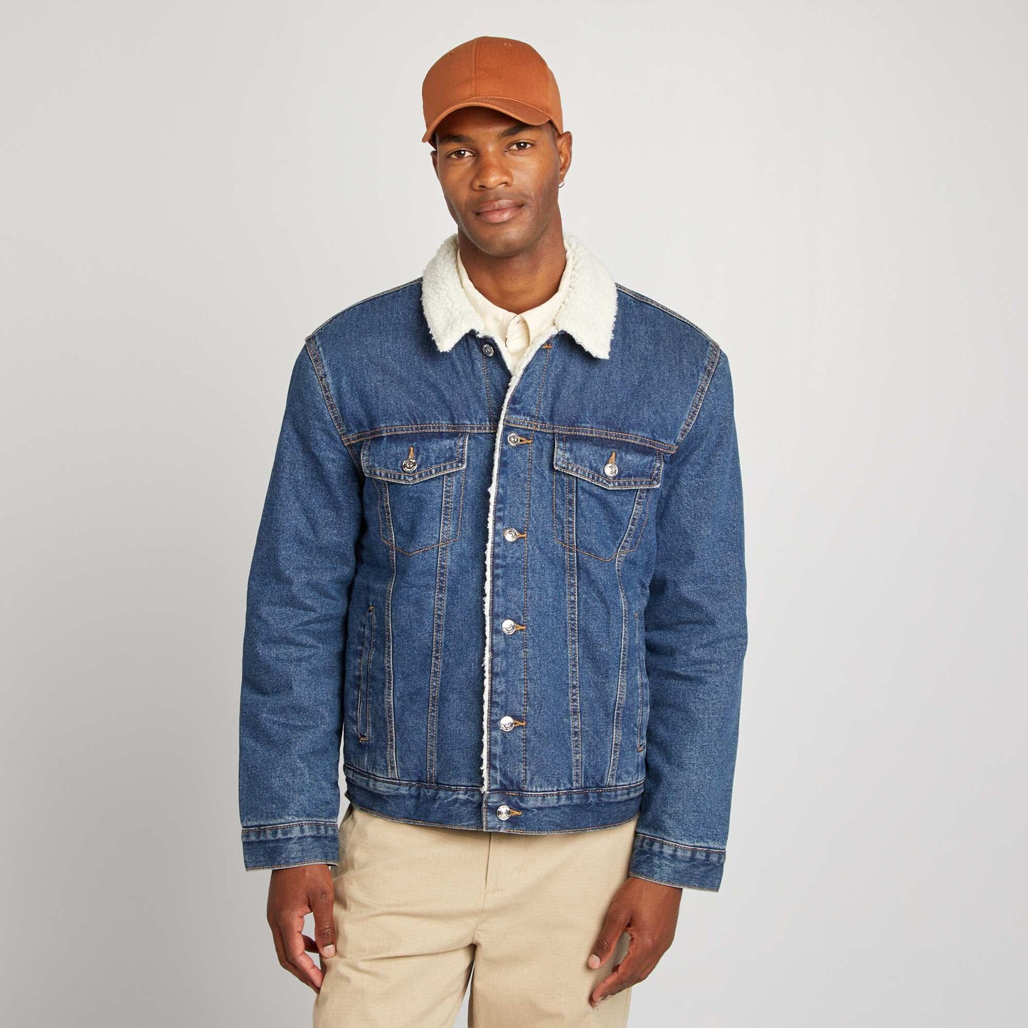 Bomber-style denim jacket BLUE