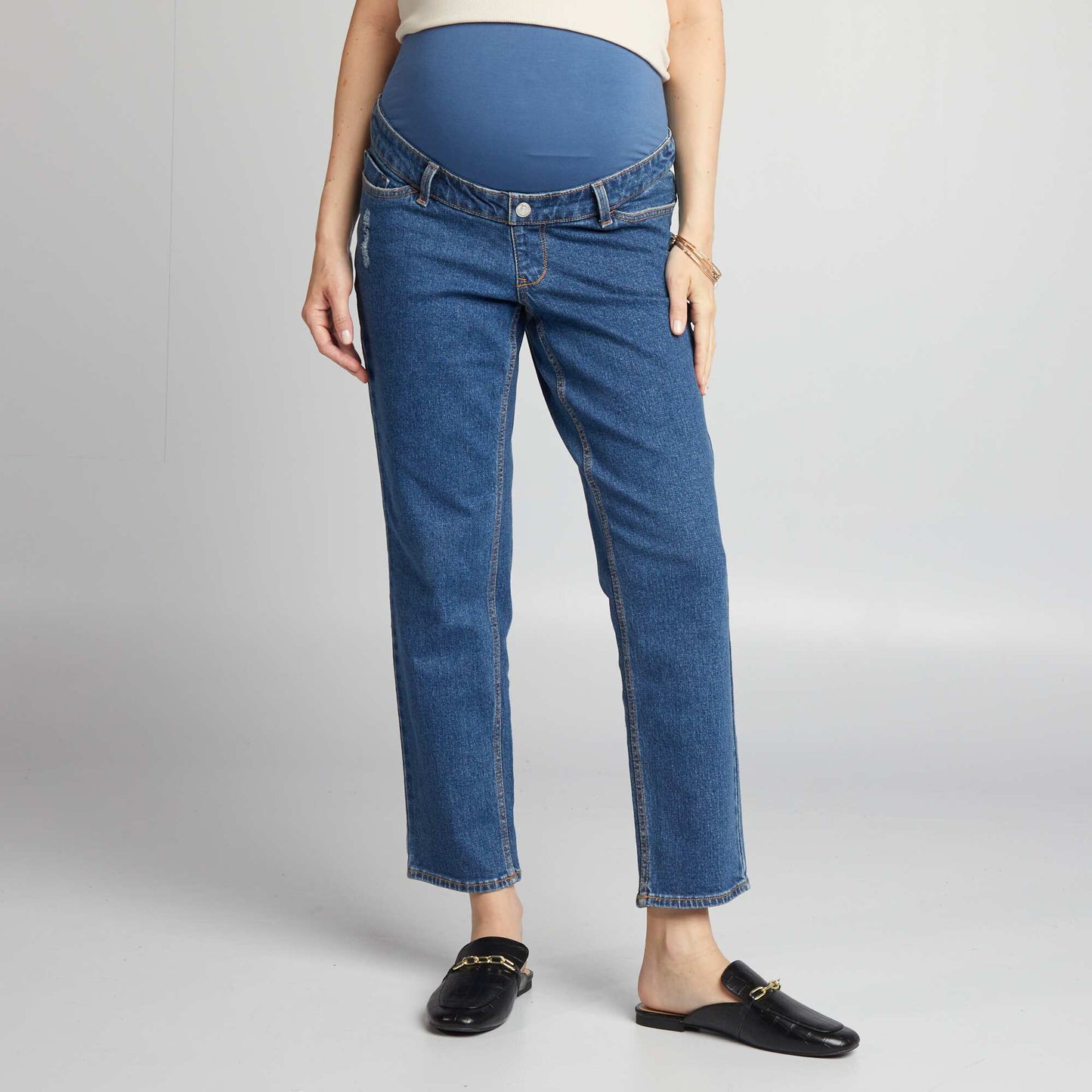 Straight-leg maternity jeans with panel BLUE