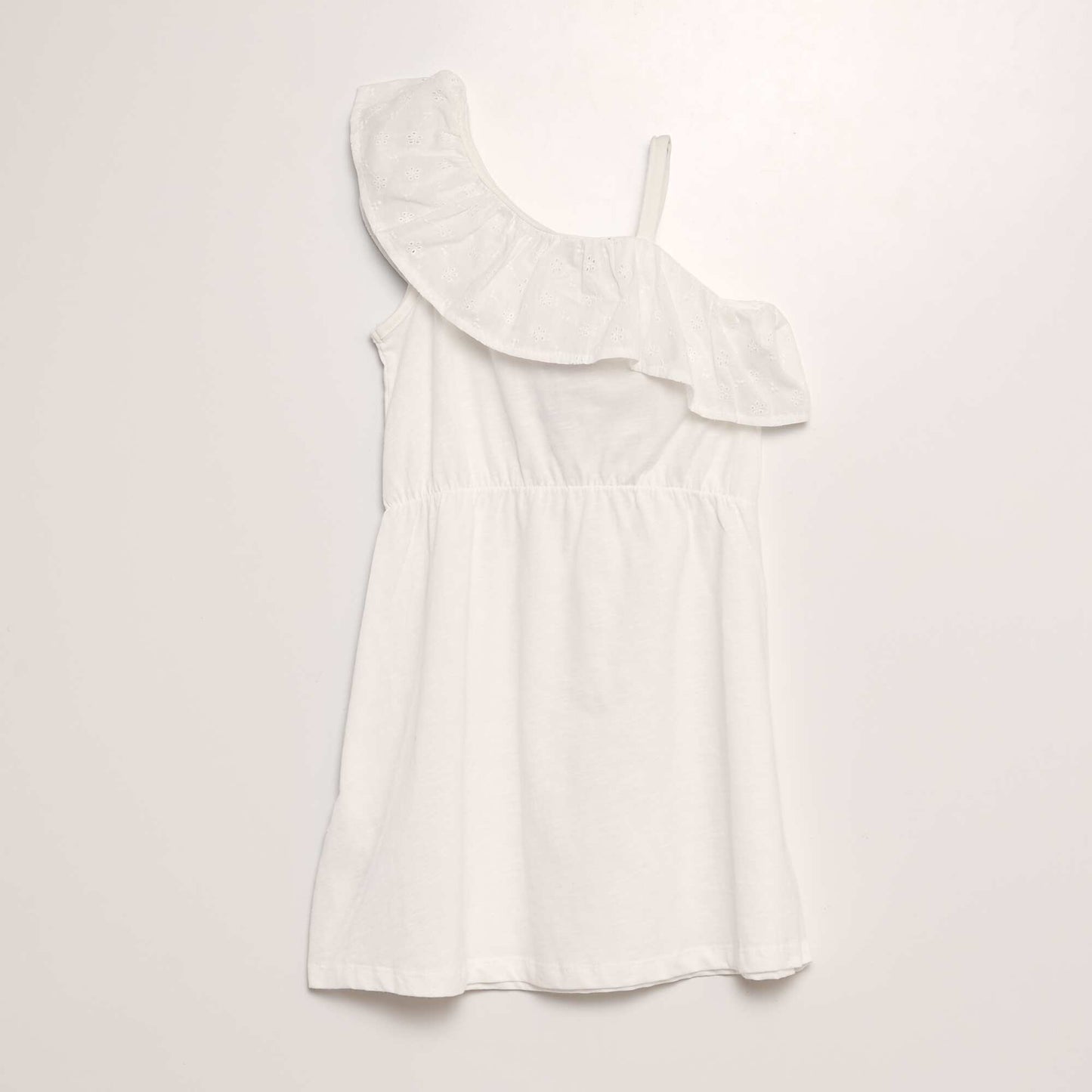 Broderie anglaise dress with ruffled collar WHITE