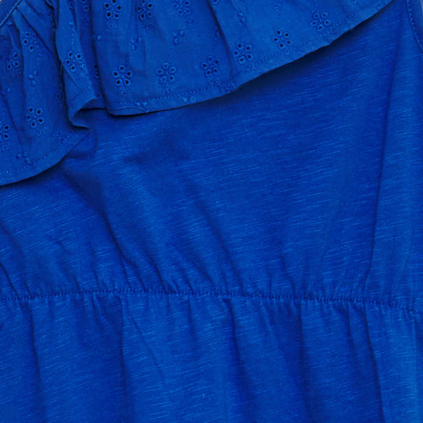 Broderie anglaise dress with ruffled collar blue