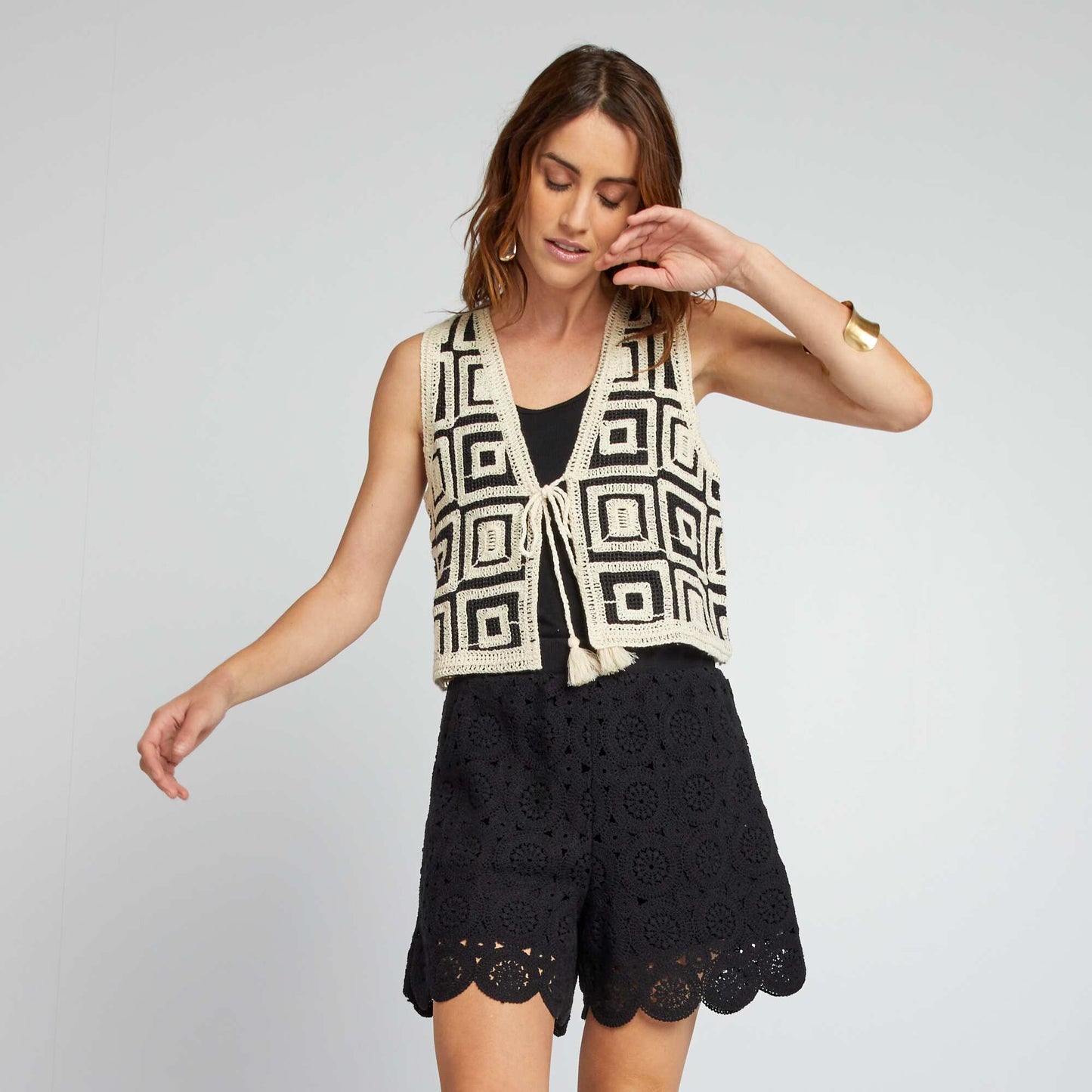 Macramé shorts black