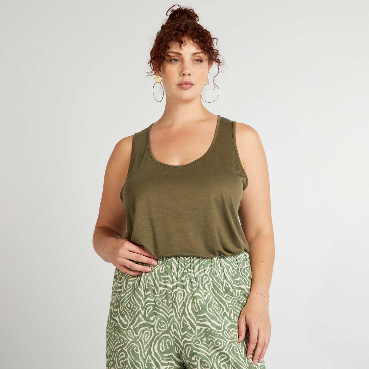 Round neck vest top KHAKI