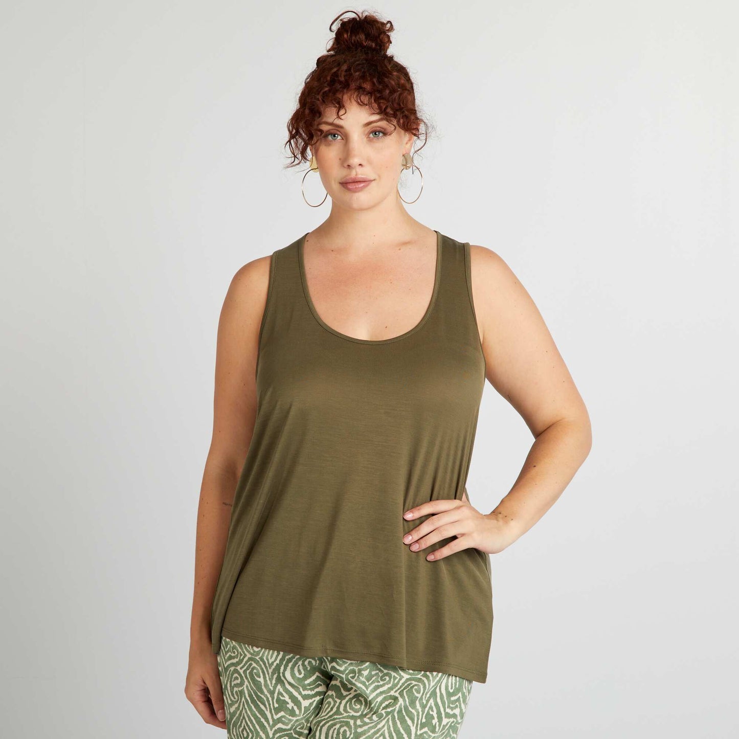 Round neck vest top KHAKI