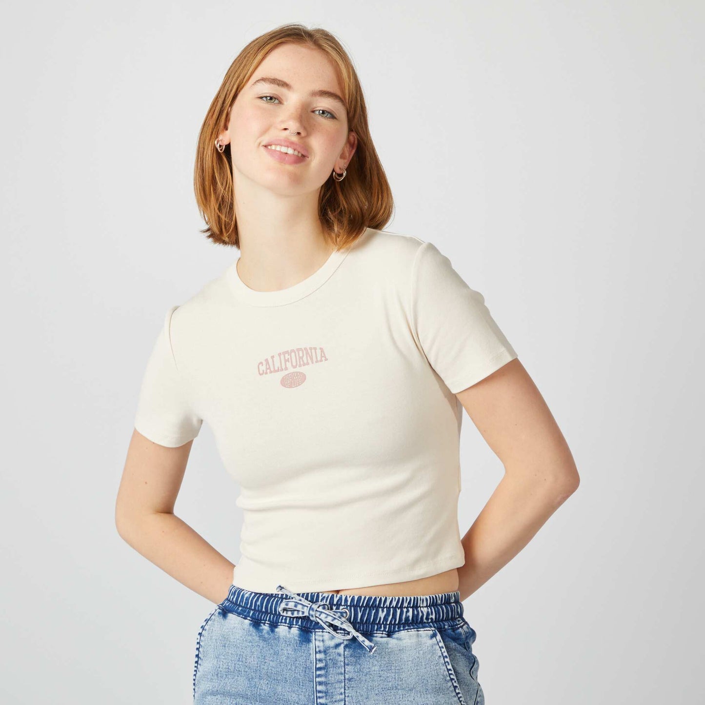 Cropped T-shirt BEIGE