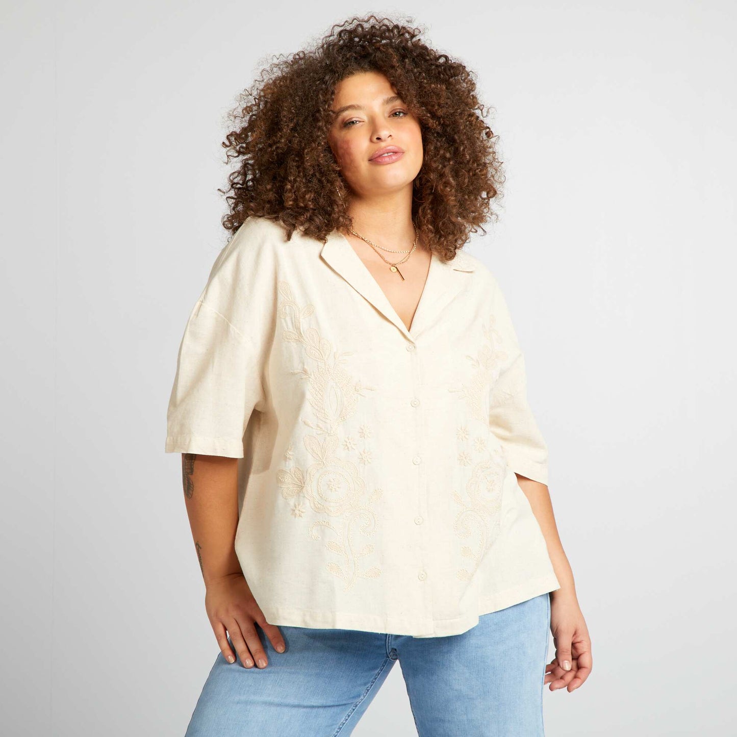 Embroidered blouse BEIGE