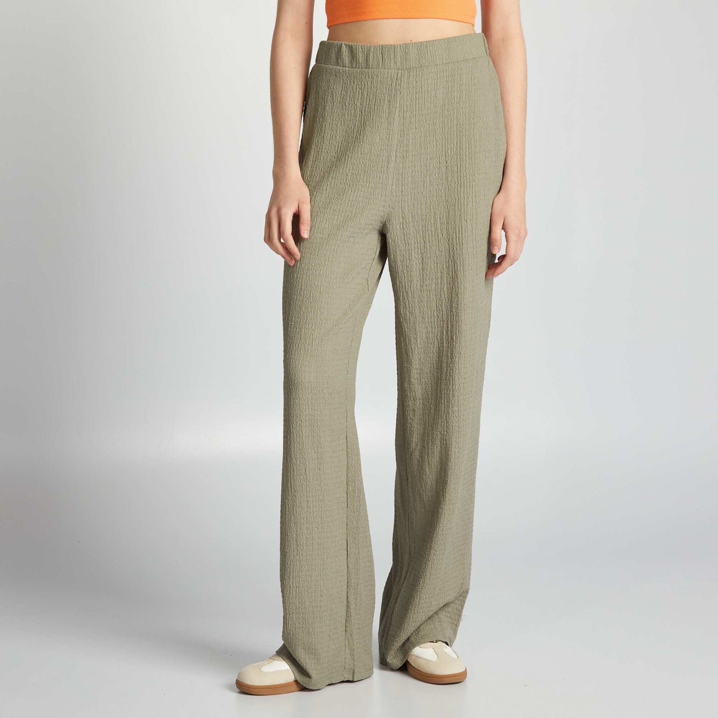 Wide-leg waffled trousers GREY