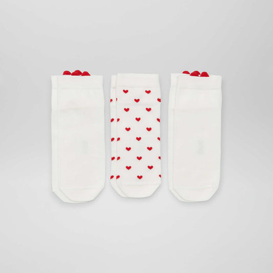 Pack of 3 pairs of 'heart' socks WHITE